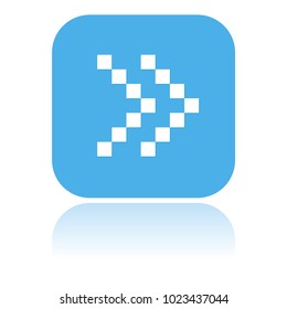 Arrow icon. Dotted double icon or Fast forward square blue button. Vector illustration on white background
