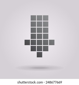 Arrow icon - down . The illustration on gray background