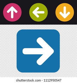 Arrow Icon Up Down Left Right Button - Colorful Vector Illustration - Isolated On Transparent Background