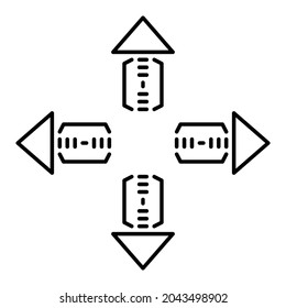 Icono: flecha arriba, flecha abajo, flecha derecha y flecha izquierda - Blanco y negro