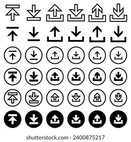 Arrow icon for download, upload, access, and add and subtraction.