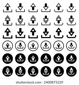 Pfeilsymbol zum Herunterladen, Hochladen, Zugriff, Hinzufügen und Subtraktieren.