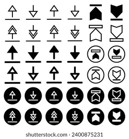 Icono de flecha para descargar, cargar, acceder y añadir y restar.