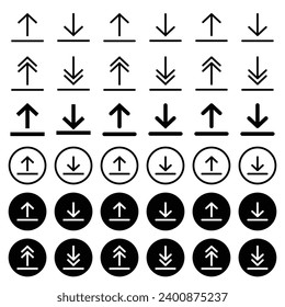 Arrow icon for download, upload, access, and add and subtraction.