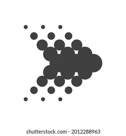 Símbolo de flecha hacia delante o logotipo.Diseño de puntos de semitono