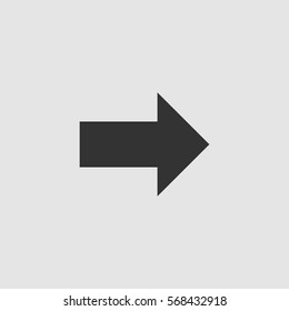 Arrow icon flat. Black pictogram on grey background. Vector illustration symbol