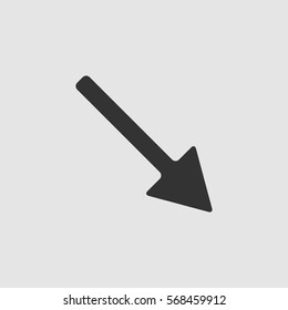 Arrow icon flat. Black pictogram on grey background. Vector illustration symbol