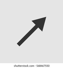 Icono de flecha plana. Pictograma negro sobre fondo gris. Símbolo de ilustración del vector