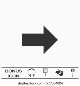 Arrow icon flat. Black pictogram on white background. Vector illustration symbol and bonus button