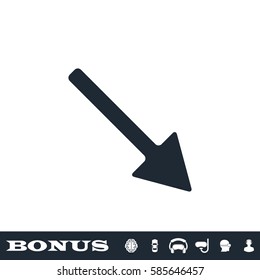 Arrow icon flat. Black pictogram on white background. Vector illustration symbol and bonus button