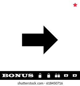 Arrow icon flat. Black pictogram on white background. Vector illustration symbol and bonus button open and closed lock, folder, star