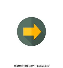 Arrow icon in flat color style. Direction move forward shopping checkout