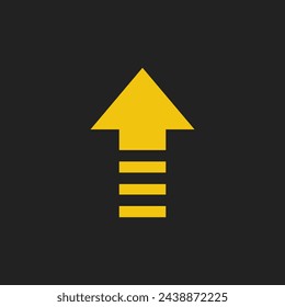 Up arrow icon. Flat design style illustration on a black background. Suitable for icons, logos, or signs.