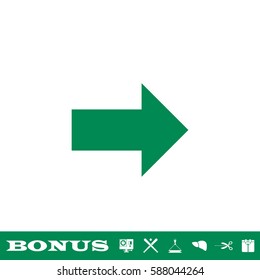 Arrow icon flat. Green pictogram on white background. Vector illustration symbol and bonus button