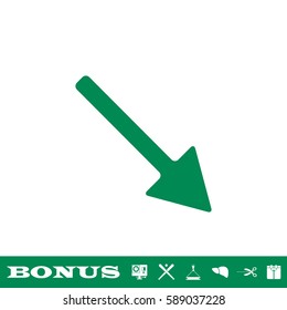 Arrow icon flat. Green pictogram on white background. Vector illustration symbol and bonus button