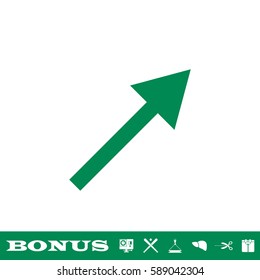 Arrow icon flat. Green pictogram on white background. Vector illustration symbol and bonus button