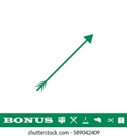 Arrow icon flat. Green pictogram on white background. Vector illustration symbol and bonus button