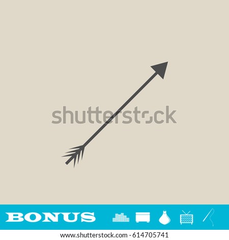 Arrow icon flat. Grey pictogram on light background. Vector illustration symbol and bonus button real estate, ottoman, vase, tv, fishing rod