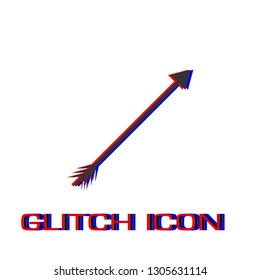 Arrow icon flat. Simple pictogram - Glitch effect. Vector illustration symbol