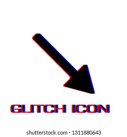 Arrow icon flat. Simple pictogram - Glitch effect. Vector illustration symbol