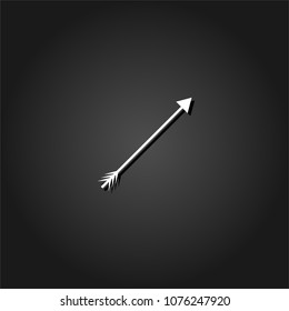 Arrow icon flat. Simple White pictogram on black background with shadow. Vector illustration symbol