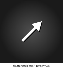 Arrow icon flat. Simple White pictogram on black background with shadow. Vector illustration symbol