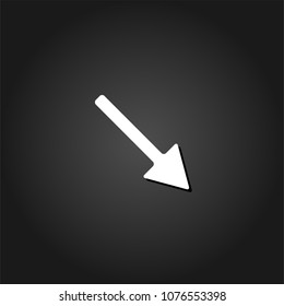 Arrow icon flat. Simple White pictogram on black background with shadow. Vector illustration symbol