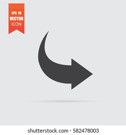 Arrow icon in flat style isolated on grey background. For your design, logo. Vector illustration.