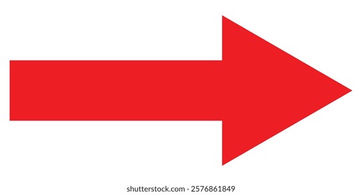 Arrow icon. Flat style long arrow icon. Long red arrow icon vector illustration on a white background.