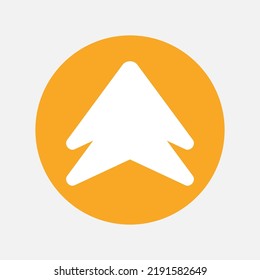 Icono de flecha arriba en estilo plano, uso para presentación de aplicaciones móviles del sitio web