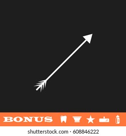 Arrow icon flat. White pictogram on black background. Vector illustration symbol and bonus button tooth, vase, star, mirror, bottle