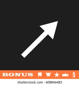 Arrow icon flat. White pictogram on black background. Vector illustration symbol and bonus button tooth, vase, star, mirror, bottle