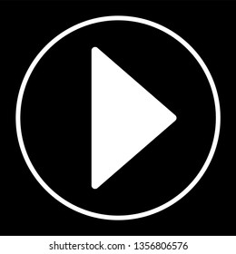 arrow icon forward play button black in negative space background white outline 