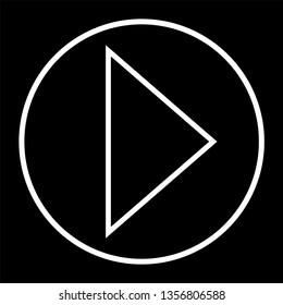 arrow icon forward play button black in negative space background