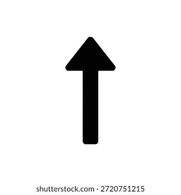 Icono de flecha hacia arriba, un elemento fundamental de la interfaz de usuario para la navegación y la indicación de movimiento ascendente o dirección. Su atrevido diseño es muy visible.