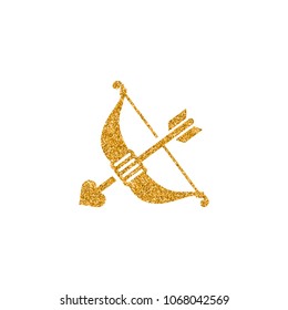 Arrow icon in gold glitter texture. Sparkle luxury style vector illustration.