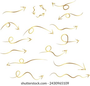  Arrow icon. Arrow gold luxury black arrows. Vector illustration.
