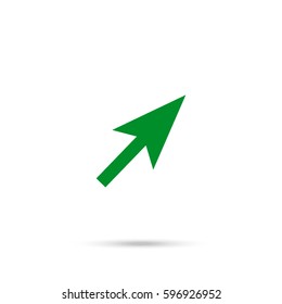 arrow icon. Green icon and gray shadow 