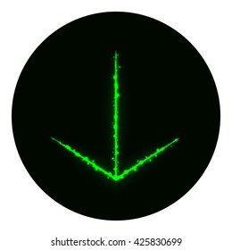 Arrow Icon Of Green Lights On Black Background. Neon Vector Icon