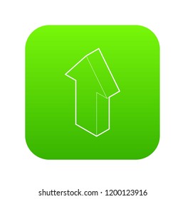 Up arrow icon green vector isolated on white background