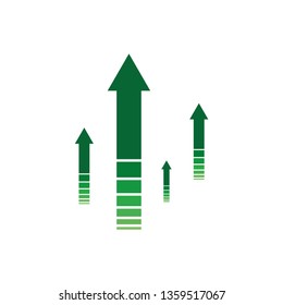 Up arrow icon. Group of green arrow pointing up. Vector illustration.