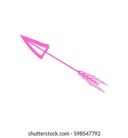 Arrow icon, hand draw, flat design template, vector illustration