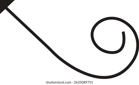 Ícone de seta. Seta de doodle de linha preta desenhada à mão, vetor de seta de curva. Desenho curvo pontilhado setas design isolado no fundo transparente. Forma de direção para Web e aplicativo.