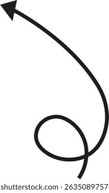 Arrow icon. Hand drawn black line doodle arrow, curve arrow vector. Sketch curved dashed arrows design isolated on transparent background. Direction shape for web and app.