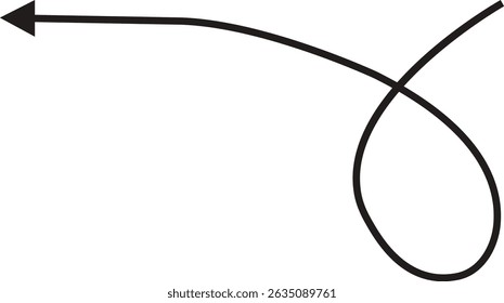 Arrow icon. Hand drawn black line doodle arrow, curve arrow vector. Sketch curved dashed arrows design isolated on transparent background. Direction shape for web and app.