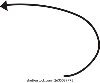 Icono de flecha. Dibujado a mano línea negra doodle flecha, curva flecha Vector. Dibuje el diseño de flechas discontinuas curvadas aisladas sobre fondo transparente. Forma de la dirección para el Web y el App.