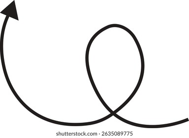 Ícone de seta. Seta de doodle de linha preta desenhada à mão, vetor de seta de curva. Desenho curvo pontilhado setas design isolado no fundo transparente. Forma de direção para Web e aplicativo.