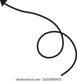 Arrow icon. Hand drawn black line doodle arrow, curve arrow vector. Sketch curved dashed arrows design isolated on transparent background. Direction shape for web and app.