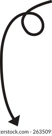 Ícone de seta. Seta de doodle de linha preta desenhada à mão, vetor de seta de curva. Desenho curvo pontilhado setas design isolado no fundo transparente. Forma de direção para Web e aplicativo.