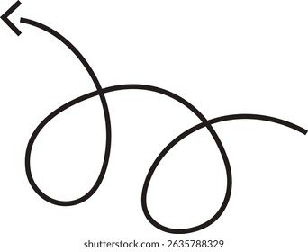Arrow icon. Hand drawn black line doodle arrow, curve arrow vector. Sketch curved dashed arrows design isolated on transparent background. Direction shape for web and app.